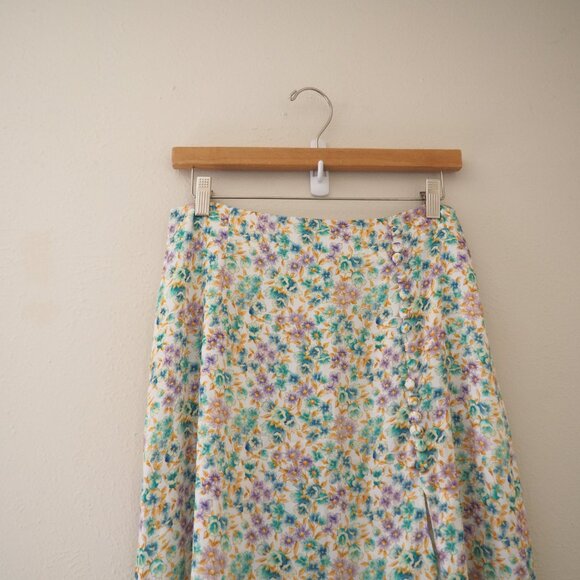 ! Zara Floral Satin Midi Side Slit Skirt sz US M - Picture 4 of 9